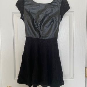Black Lace & Pleather Dress